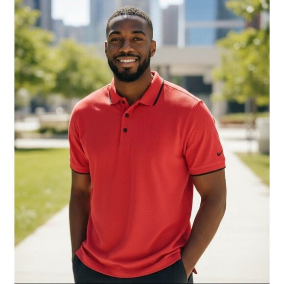 Nike Golf Travis Scott Red Polo Shirt Men’s M 3 Button Swoosh Logo Collab - Picture 1 of 6